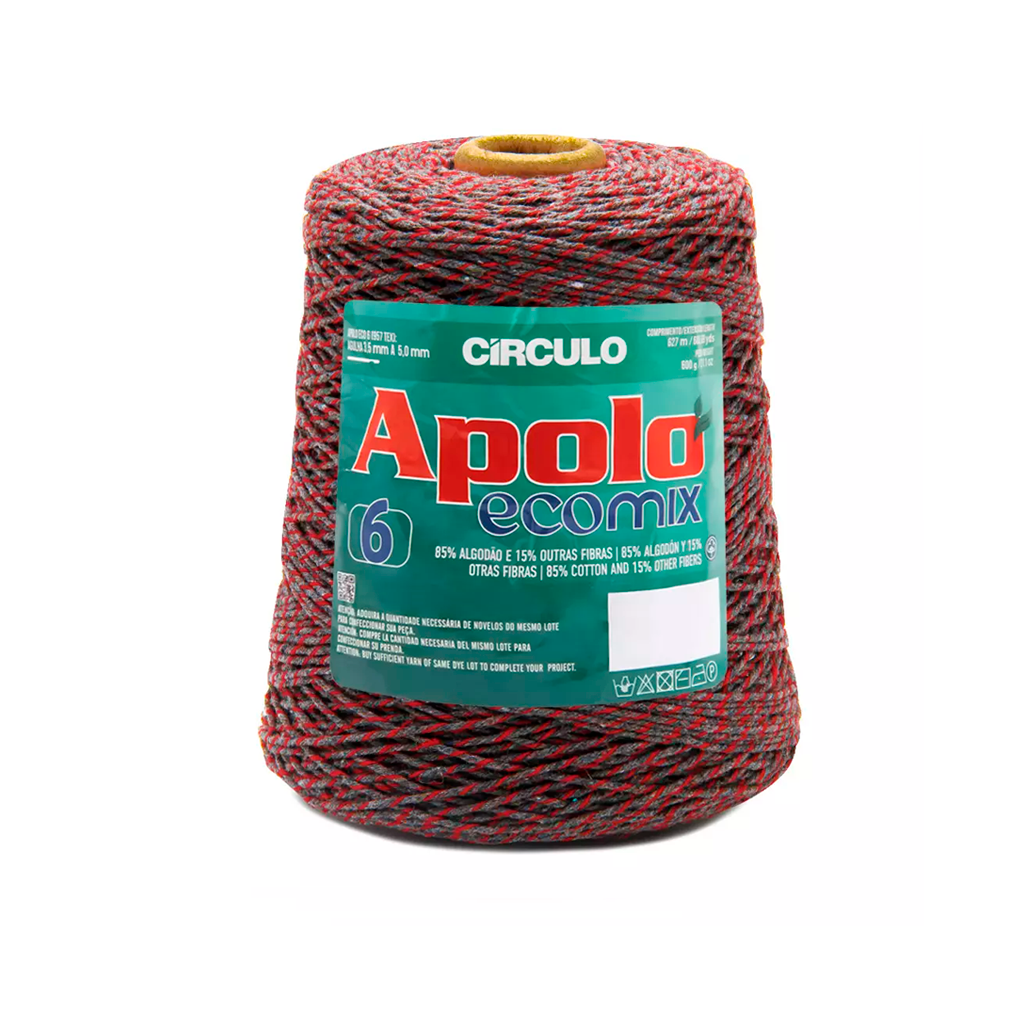 barbante apolo ecomix 6 3581 cinza vermelho
