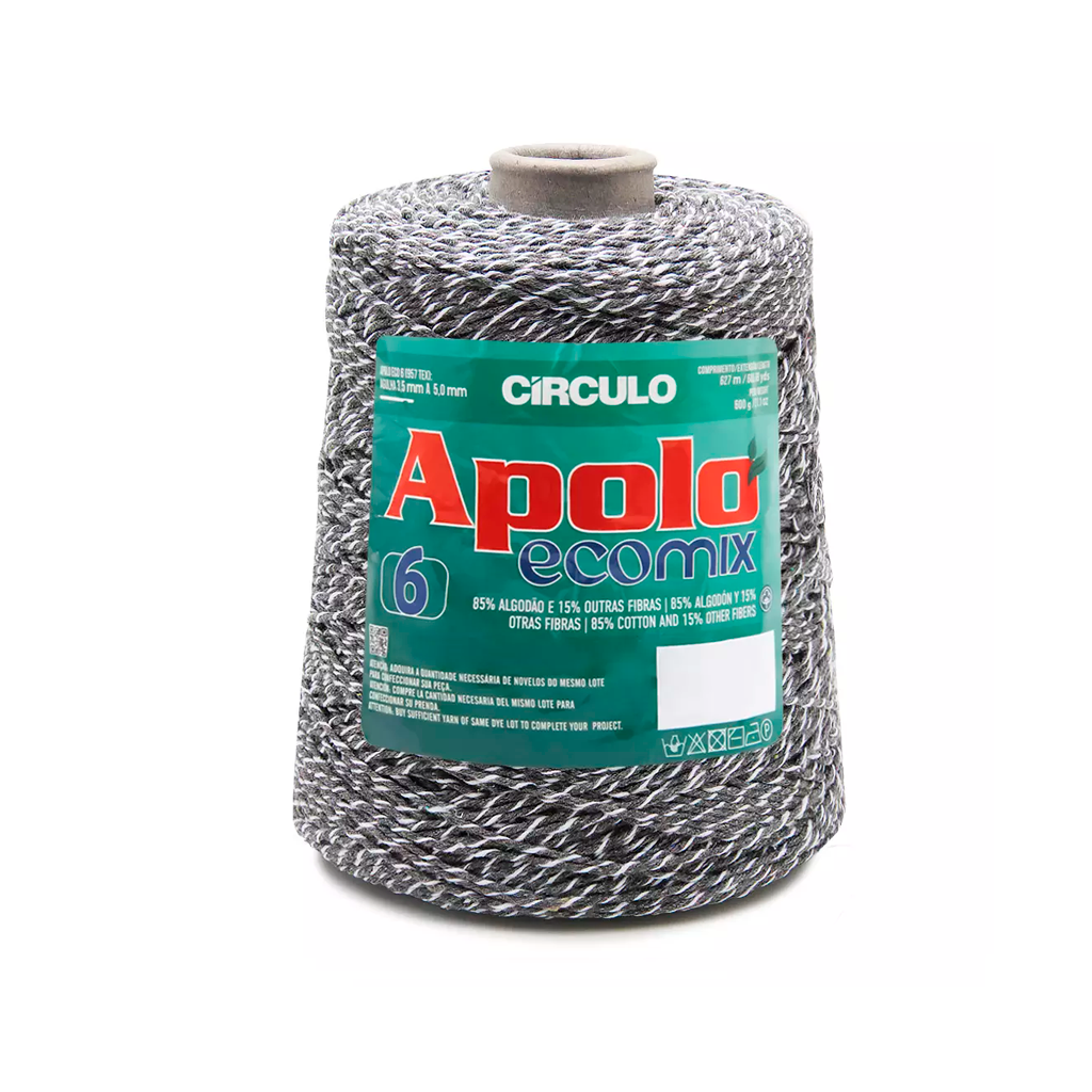 barbante apolo ecomix 6 8001 cinza branco