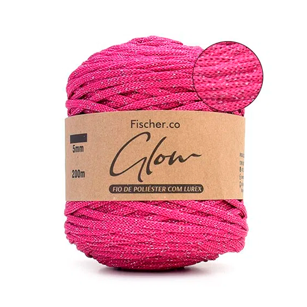 fio poliester glow fischer 5mm 399 turmalina rosa