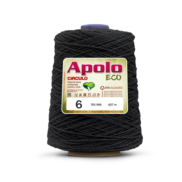 Barbante Apolo Círculo Número 6 - 600g (610 Metros) - 8990 - Preto