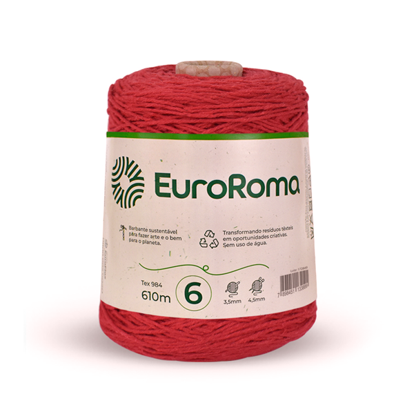 barbante euroroma 6 vermelho 1000