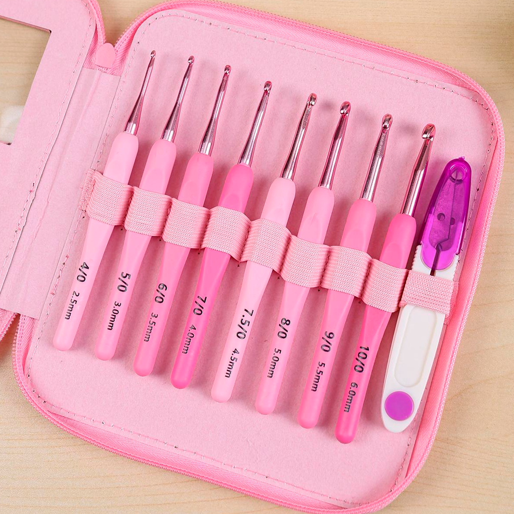 kit agulhas croche soft rosa