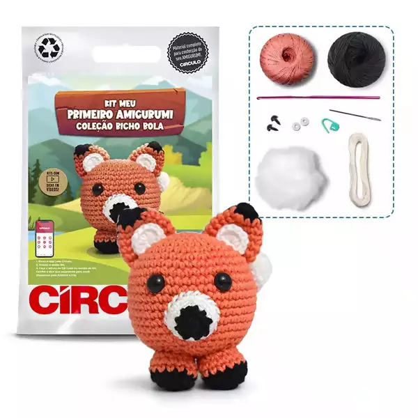 kit amigurumi colecao bicho bola circulo raposa 1