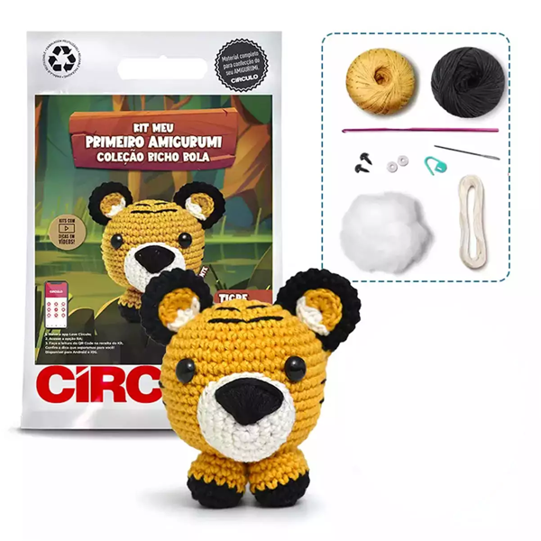 kit amigurumi colecao bicho bola circulo tigre 1