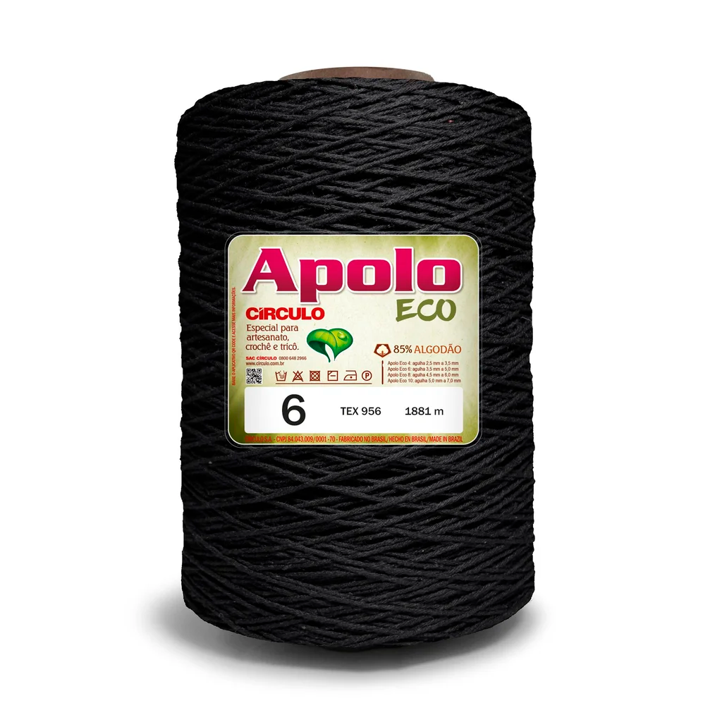 barbante apolo eco circulo 6 1800g 8990 preto
