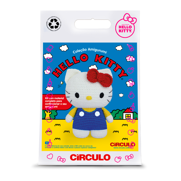 Kit Amigurumi - Coleção Hello Kitty Círculo - 01 - Jardineira Azul
