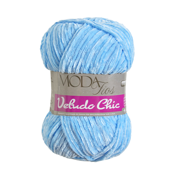 fio linha veludo chic 100g moda fios 43 azul ceu