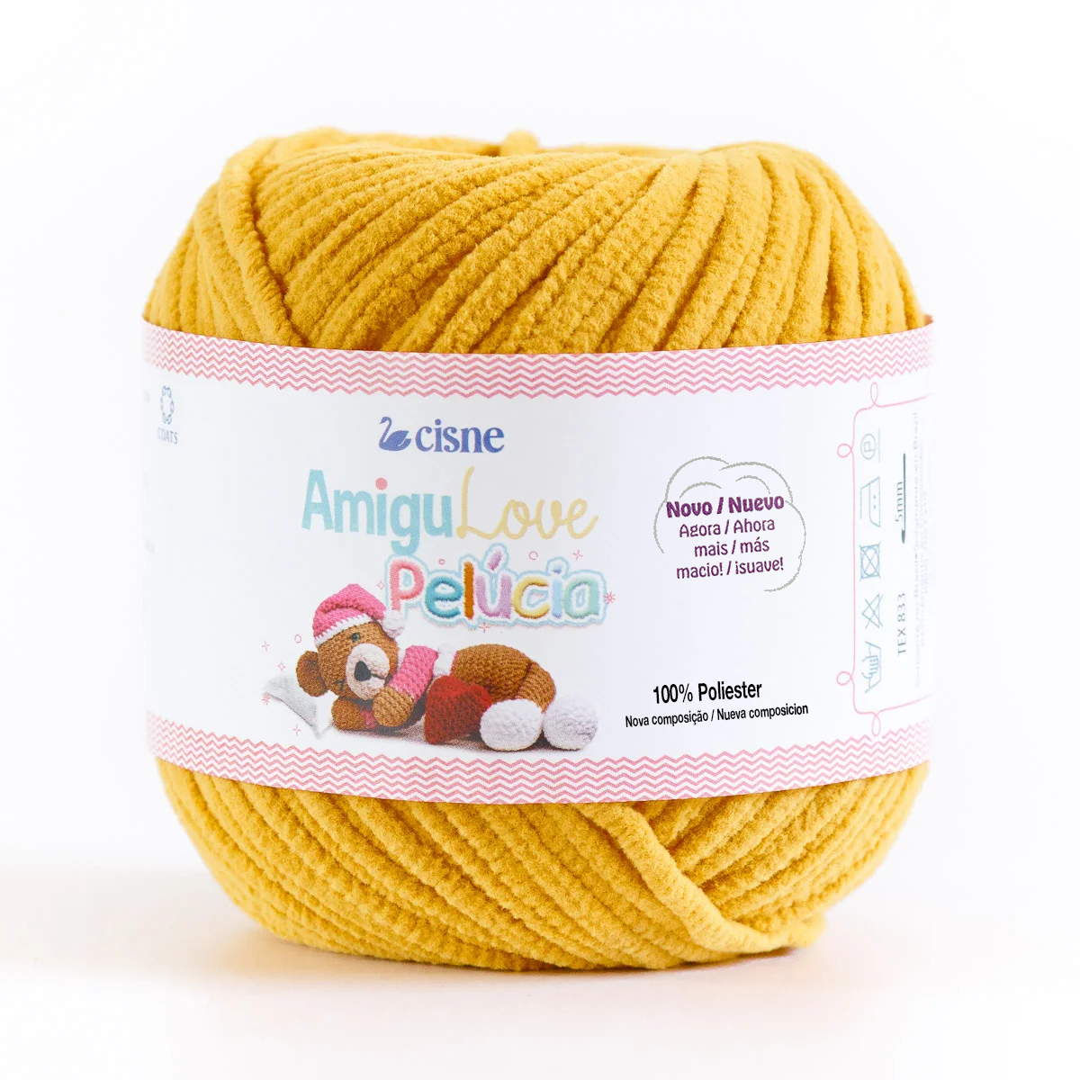 fio linha amigulove pelucia cisne corrente 80g 00308 mostarda