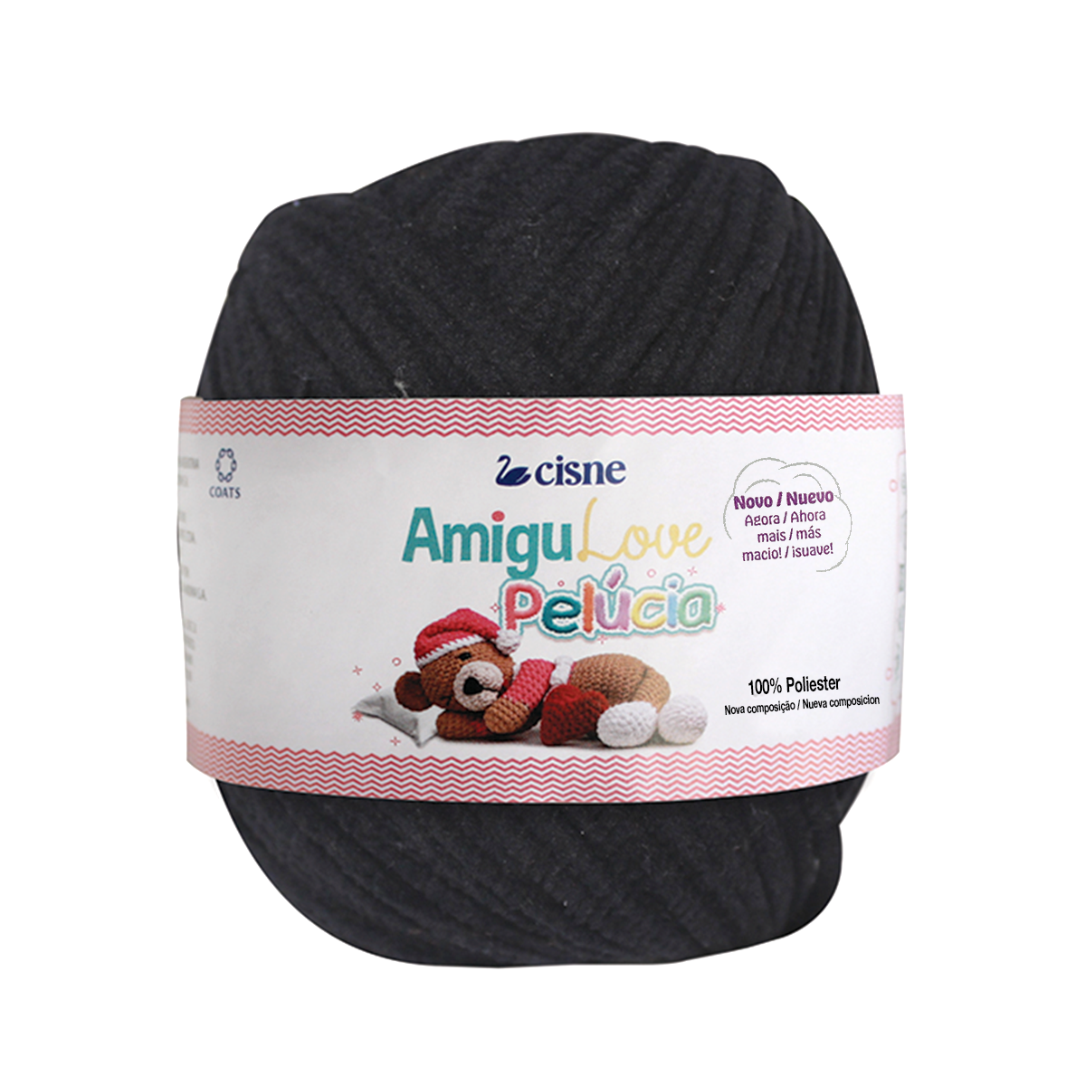 fio linha amigulove pelucia cisne corrente 80g 0000n preto