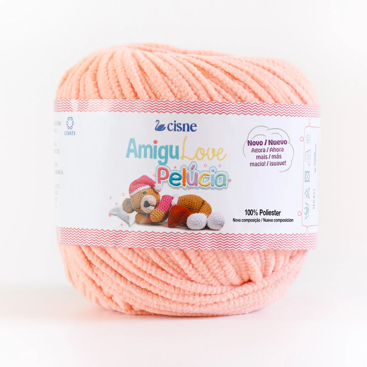 fio linha amigulove pelucia cisne corrente 80g 00328 salmao candy
