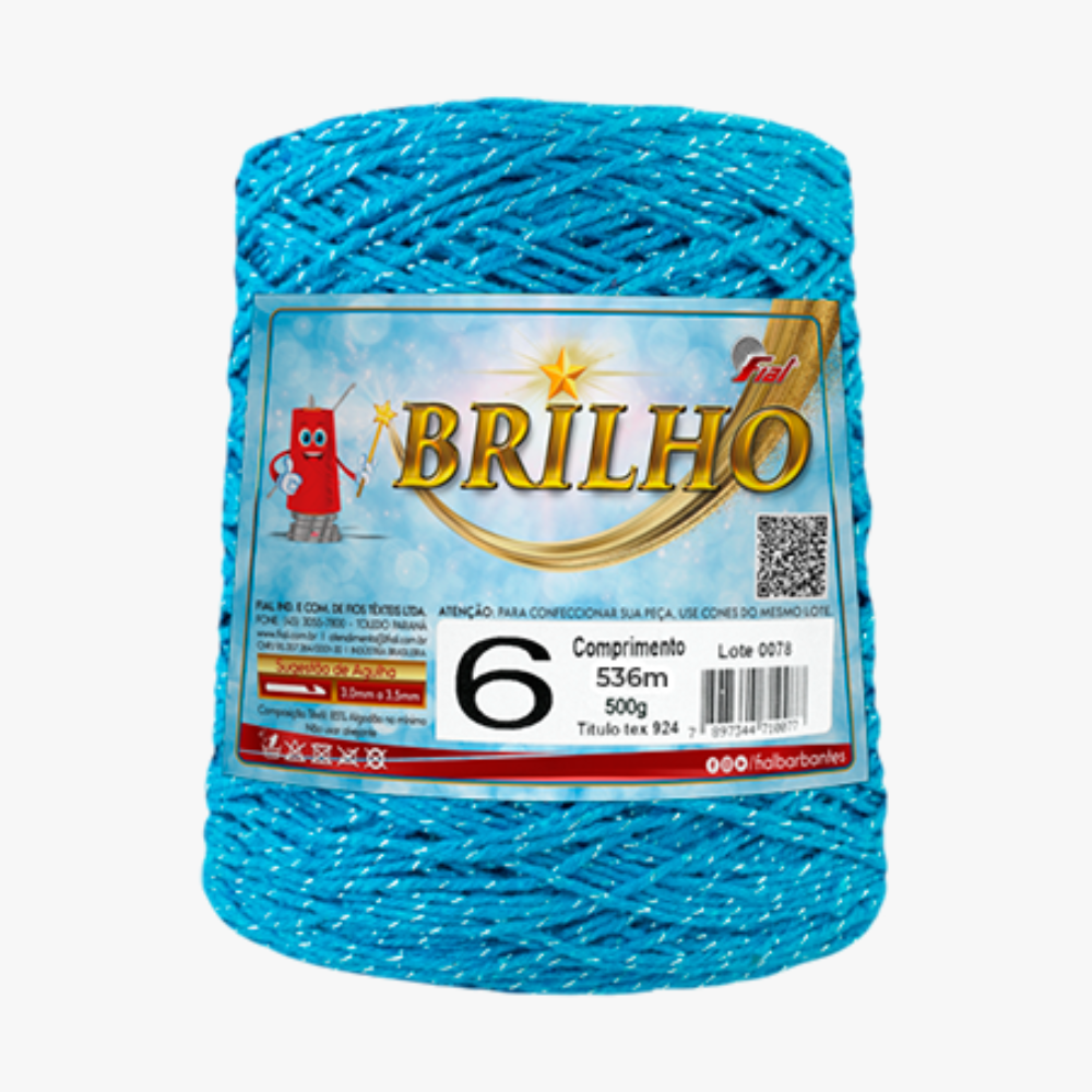 barbante brilho prata fial 600g 56 azul turquesa