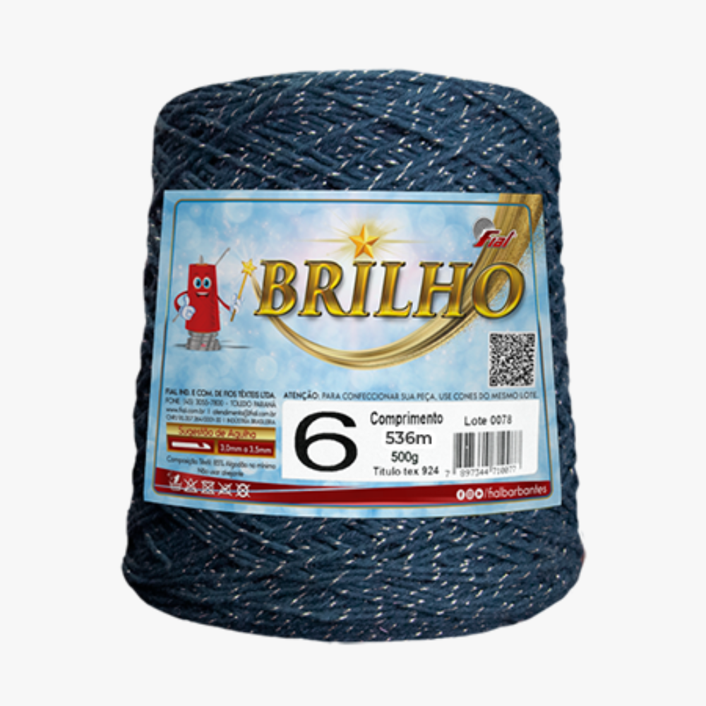 barbante brilho prata fial 600g 61 azul marinho