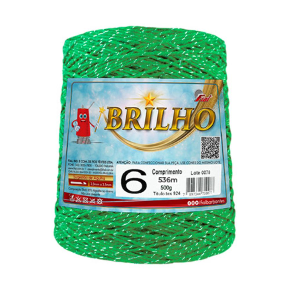 barbante brilho prata fial 600g 47 verde bandeira