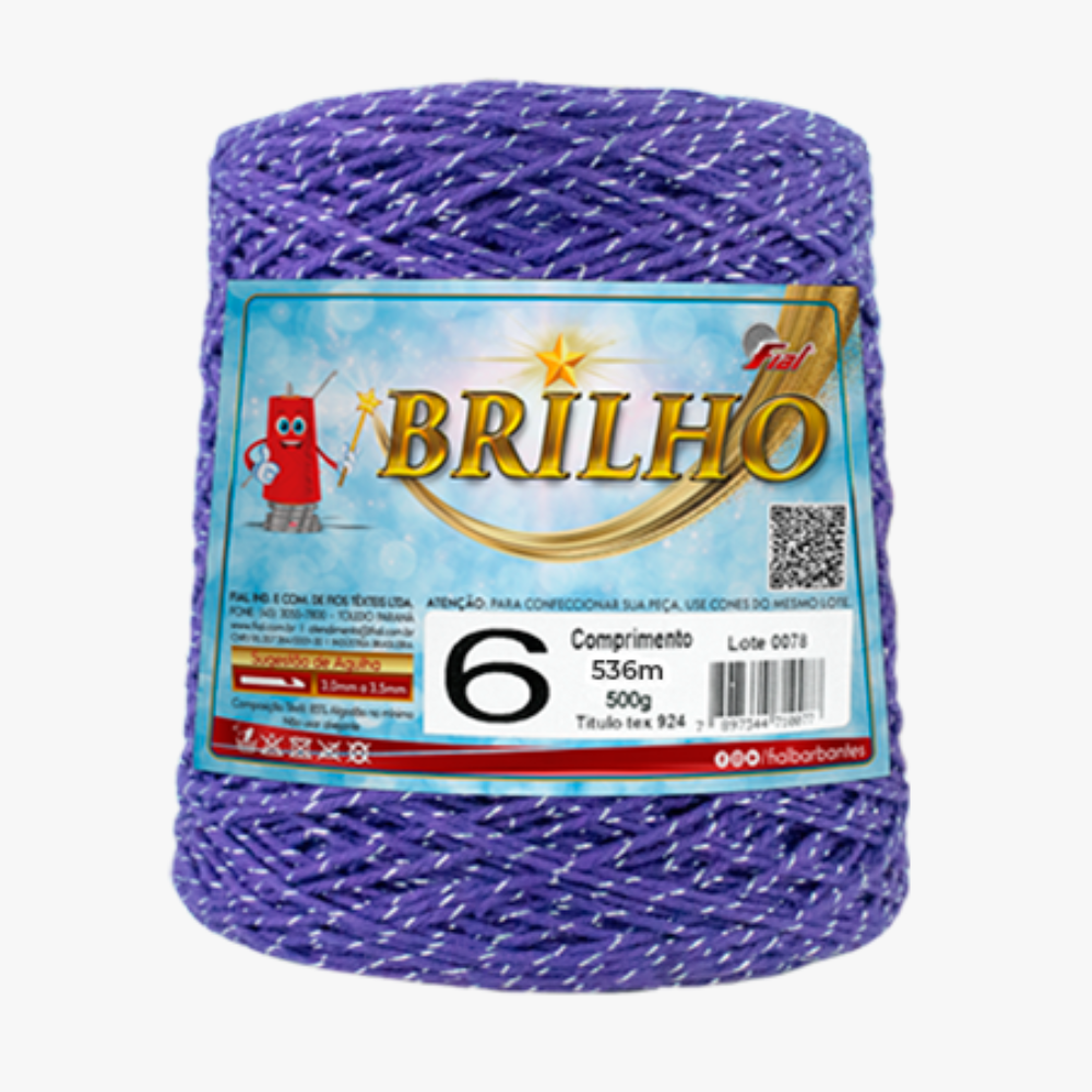 barbante brilho prata fial 600g 86 roxo