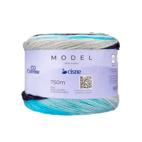 Fio Linha Lã Model Cisne Corrente - 250g - 2178 - Mescla Azul